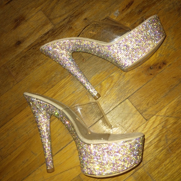 Fashion Nova Shoes - Rhinestone platform stripper heels